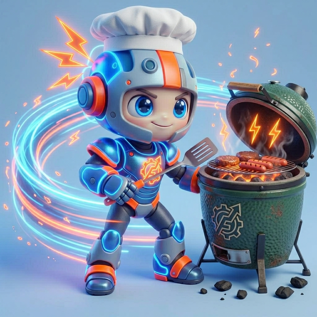 Otto, the FasterOps mascot, cooking up what's next
